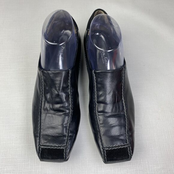 Paul Green Munchen Black LEATHER + SUEDE Stitched LOAFERS! Square Toe Sz 5.5 - Picture 6 of 12